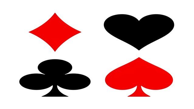 Playing card suit symbols isolated on white background