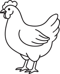 Fototapeta premium Cute Hen Standing Still Simple Minimalist Line Art Vector Illustration. 