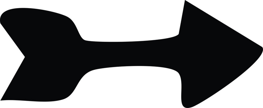 Solid black arrow with wide tail and pointed directional head