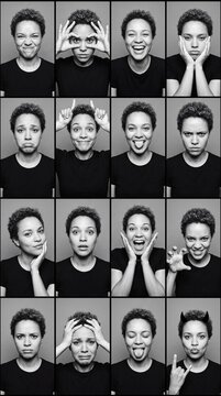 a set of funny faces with different emotions