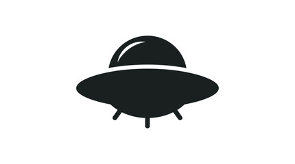 Flying Saucer Silhouette Against A White Background © MDAbdul