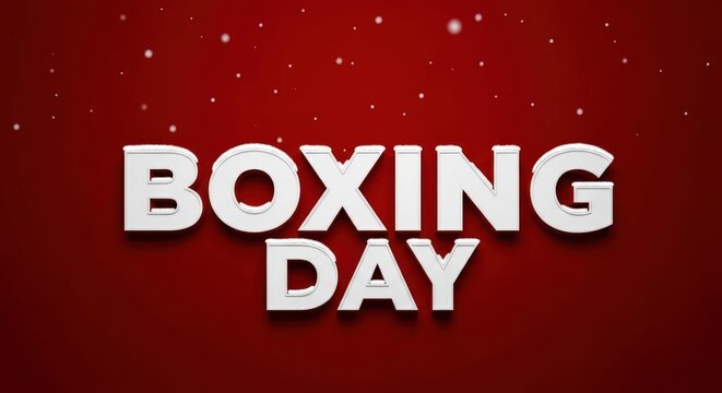 Boxing Day, holiday greeting, red background, snowflakes, festive