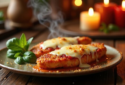Sizzling Chicken Parmesan Meltdown Rustic Italian Bistro Setting Authentic Charm Cheese Delight