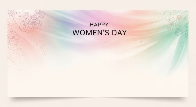 Happy Women's Day, greeting card template, pastel colorful background, celebration, feminine design