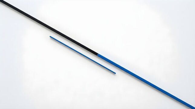 Minimalist composition with parallel black and blue lines on white background