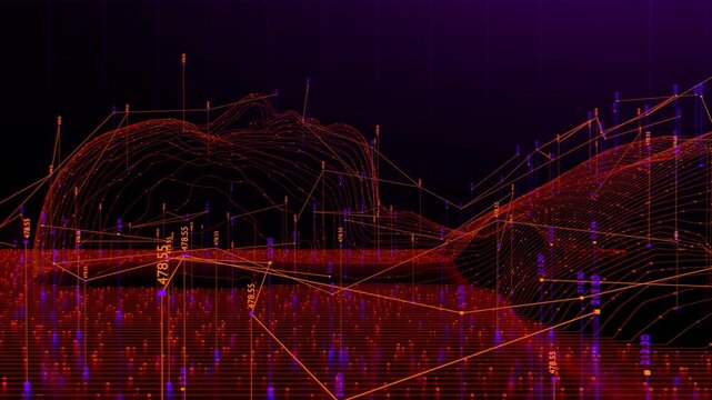 Futuristic digital human silhouette integrated with complex neural network. Abstract data visualization, HUD interface infographics and telemetry metrics analyzing human mind and artificial intelligen