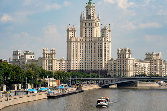 Historic view of Stalinist skyscraper in Moscow, Russia