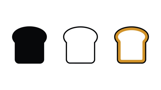 Three slices of bread in different styles on white background
