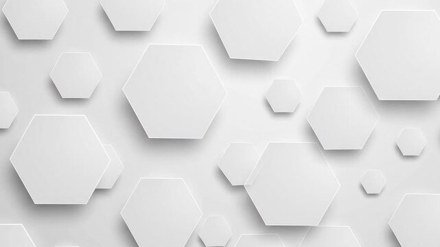 Abstract white geometric background with 3d hexagonal shapes isolated on white background