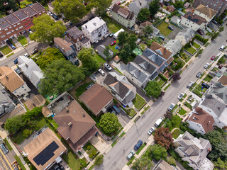 Fototapeta premium Neighborhood houses and streets in suburban planning