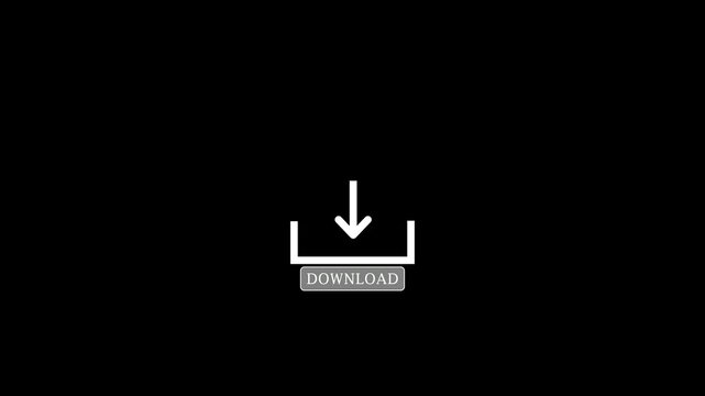 White download icon animation with text on solid black background