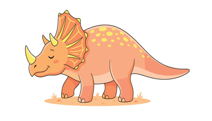 Cute cartoon triceratops dinosaur vector illustration isolated on white background for kids design and prints © Siraj