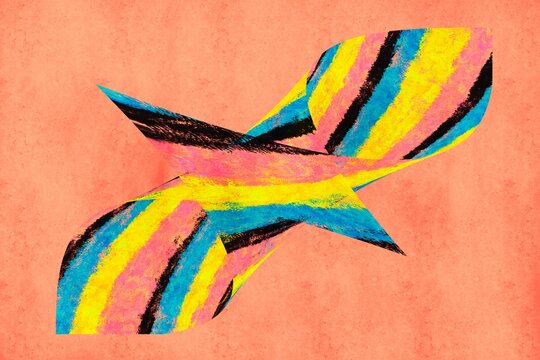 Modern abstract colorful bird illustration on warm texture