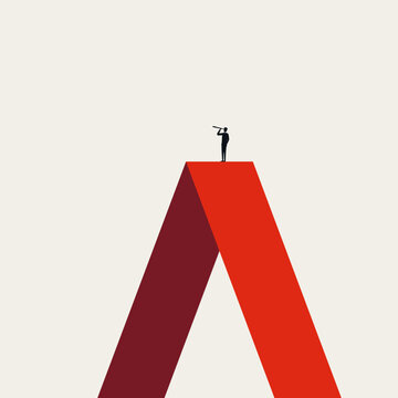 Corporate business career vision vector concept. Symbol of executive leadership, future opportunity, commercial success, management strategy. Minimal design eps10 illustration.