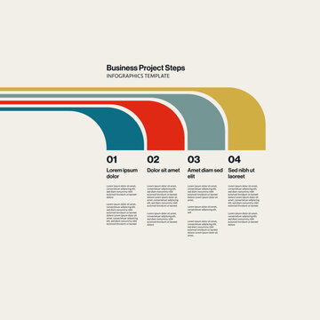 Business project management infographic vector concept. Symbol of strategic steps, workflow, corporate presentation template. Minimal design eps10 illustration.