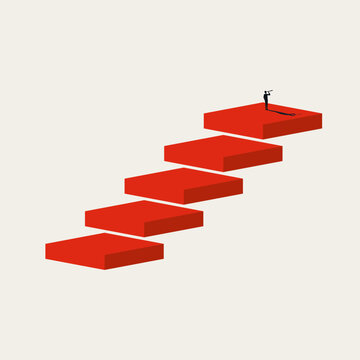 Business career plateau vector concept. Symbol of leadership ambition, future vision, commercial opportunity, strategy levels. Minimal design eps10 illustration.