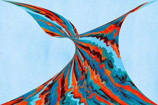 Modern abstract fluid swirl illustration in teal and orange