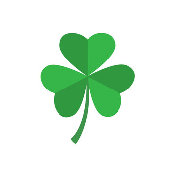 Green clover trefoil icon flat design
