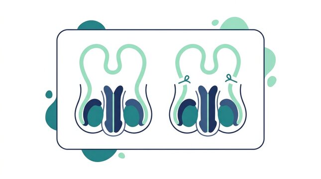 Illustration shows concepts related to male fertility and reproductive health, emphasizing vasectomy procedure and sperm health details clearly.