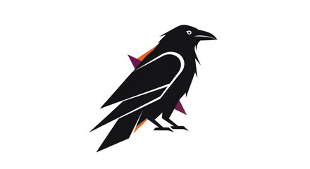 Obraz premium Stylized Black Raven Bird Silhouette with Abstract Starburst Graphic
