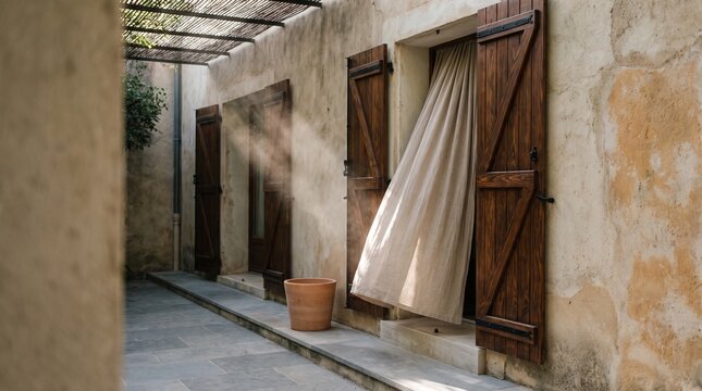 Operable Shutters Drive Cross Ventilation Through Courtyard Home