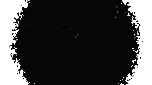 Black circle frame placeholder seamless loop animation with rough grunge border motion and old film texture effect on white background. 4K animated for frame overlay, placeholder, and motion graphics.