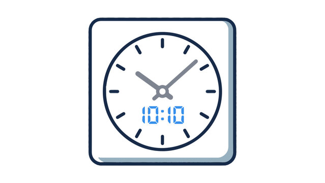 Digital clock displaying 10:40 in a sleek, modern square frame with subtle blue hour and minute indicators for contemporary settings.