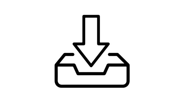 A minimalist icon of a document with a downward arrow symbolizing file download functionality for digital interfaces.