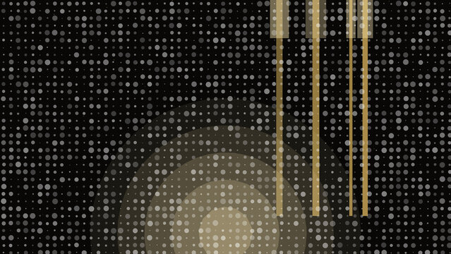 Digital portrait of a woman with pixelated background and gold accents