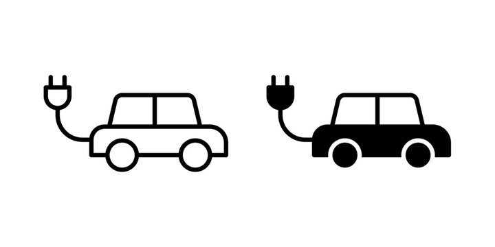 Electric Car Icon represents eco-friendly transportation, electric vehicles, and sustainable mobility with an editable outline vector illustration.