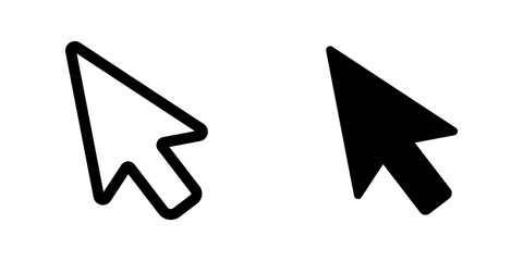 Set of black computer mouse cursor arrow icons for user interface and web design