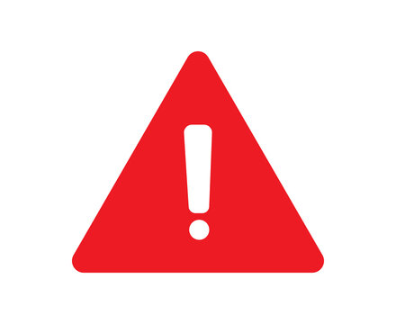 Red triangle warning sign with white exclamation mark icon