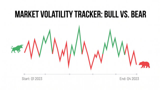 Market volatility tracker bull vs bear financial stock chart concept