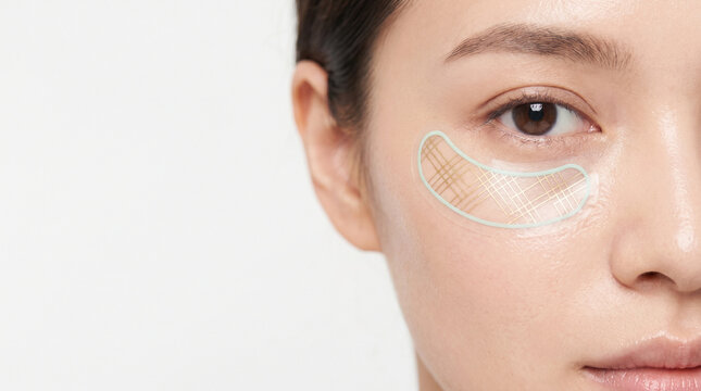 UV exposure sensor film on cheekbone with soft mint accent