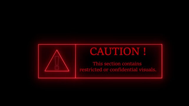glowing neon Exclamation mark general caution style neon frame caution icon on black background. this section contains restricted or confidential visuals sign