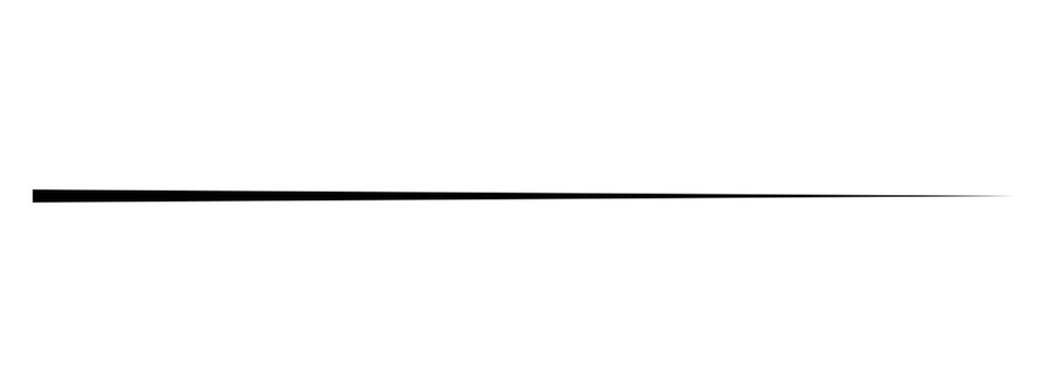 A single horizontal black line tapering to a sharp point on the right side