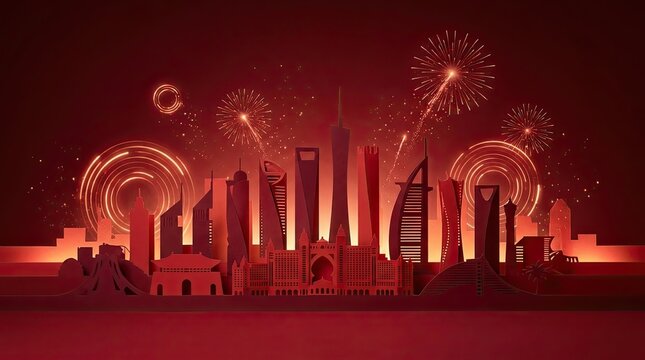 Spectacular singapore national day skyline fireworks over iconic landmarks red and gold celebration