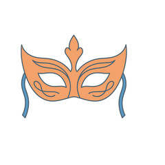 Fototapeta premium Orange masquerade mask with blue ribbons