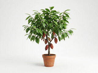 Fototapeta premium Small green bonsai tree in a brown pot