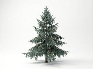 Fototapeta premium Beautiful green christmas tree with snow on branches
