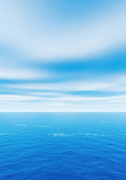 A vast expanse of deep blue salt water stretches toward the horizon under a soft sky filled with rolling clouds and gentle ocean spray, water, clouds, ocean