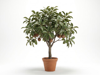 Fototapeta premium Small green houseplant in terracotta pot with soil