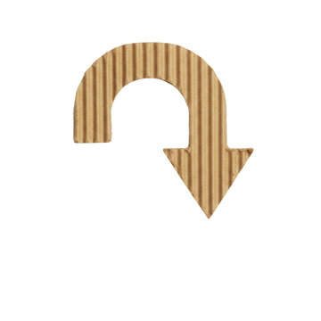 Brown wooden arrow turning down icon