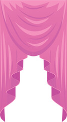 Pink curtains and draperies on cornice tied on sides of tassel, vector flat interior decoration textile shade labrecque © sabelskaya