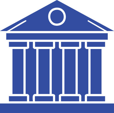 Blue of a classical building with columns and pediment architecture