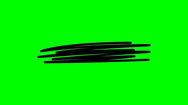Hand Drawn Scribble Highlight Animation Set on Green Screen, Black Marker Strokes, Crossouts and Text Emphasis Elements for Video Editing, Social Media, Tutorials, Presentations and Chroma Key Overlay