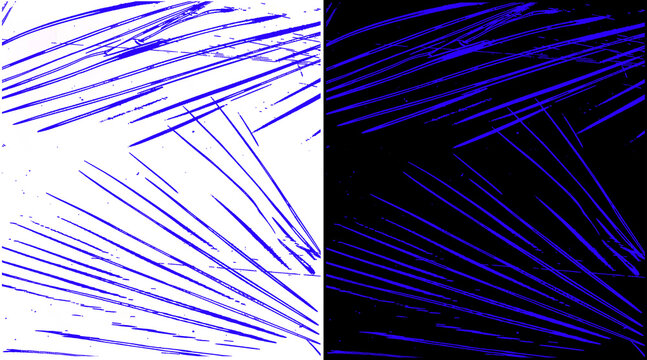 Abstract blue ink hatch pattern on white and black backgrounds, hand drawn pen stroke texture, artistic crosshatch line art for graphic design