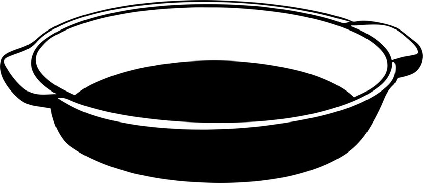 Roasting pan paella skillet kitchenware icon for food packaging print. Vector illustration
