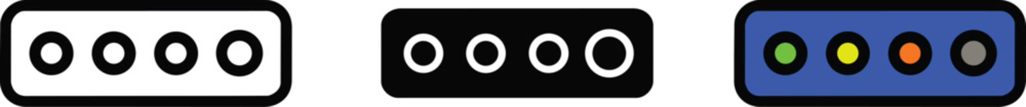 Security pin code entry field icons, password input dots, interface elements for user login, website and access verification in outline and colored