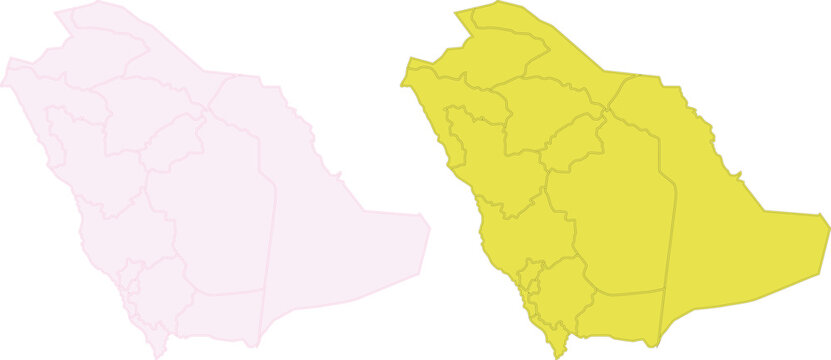 Saudi Arabia map vector set colorful regional boundaries political cartography illustration premium collection